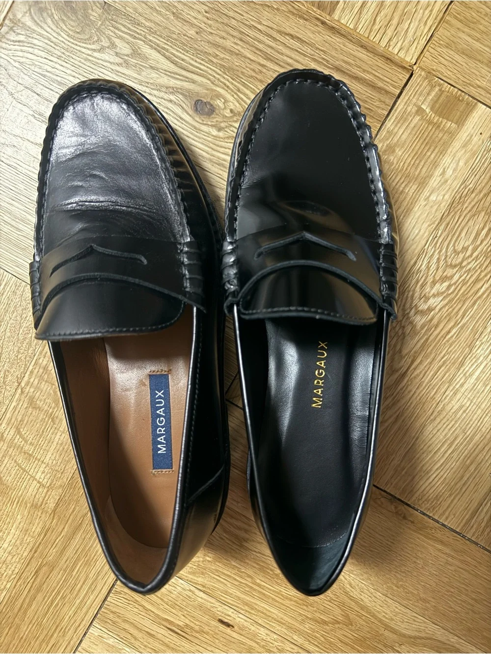 Margaux Women’s Louisa Black Leather Penny Loafers (not shiny) Sz 7